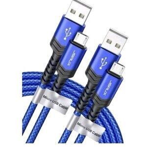 JSAUX 2 Pack Micro USB to USB-A Braided blue Cables CC0023 6.6 FT Each